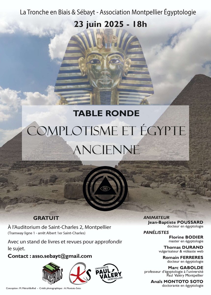 Demain, j'ai rdv à Montpellier avec de vrais égyptologues de l'association SÉBAYT.
Et avec vous !

Venez. Il fera frais, ce sera intéressant. C'est à 18h à l'Auditorium Saint-Charles 2.