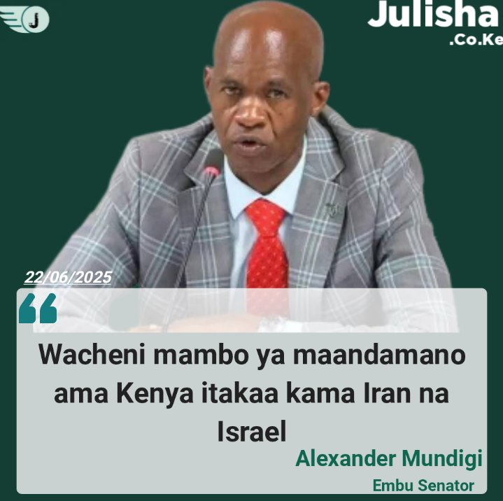 Goddie_Ke's tweet photo. NEWS UPDATE 

Embu Senator Alexander Mundigi ; Wacheni mambo ya maandamano ama Kenya itakaa kama Iran na Israel https://t.co/eni7tcltBf