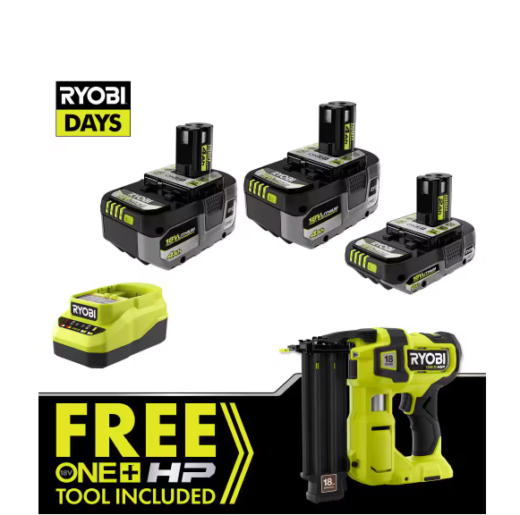 nextgendeals's tweet photo. $199.xx (reg $550.xx)
RYOBI ONE+ 18V HIGH PERFORMANCE Kit w/ (2) 4.0 Ah Batteries, 2.0 Ah Battery, Charger, &amp; FREE ONE+ HP Brushless Brad Nailer

https://t.co/b0vilGvKoM #ad https://t.co/IZqLyxFjQO