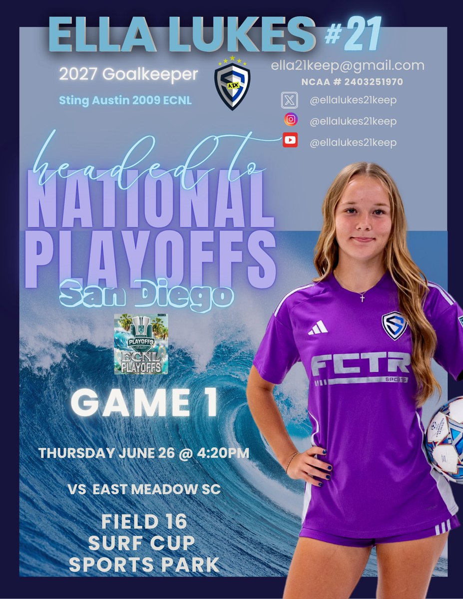 EllaLukes21 (@ellalukes21keep) on Twitter photo I’m so excited!!! ECNL National Playoffs are coming up!! <a href="/stingatx_2009/">Sting Austin ECNL 2009</a>
<a href="/TheSoccerWire/">SoccerWire</a>
<a href="/PrepSoccer/">Prep Soccer ⚽️</a>
<a href="/ImCollegeSoccer/">College Soccer Truth ™</a>
<a href="/TopDrawerSoccer/">TopDrawerSoccer</a>
<a href="/ImYouthSoccer/">ECNL/GA/Recruiting/College Soccer</a>
<a href="/ECNLgirls/">ECNL Girls</a> I’m so excited!!! ECNL National Playoffs are coming up!! <a href="/stingatx_2009/">Sting Austin ECNL 2009</a>
<a href="/TheSoccerWire/">SoccerWire</a>
<a href="/PrepSoccer/">Prep Soccer ⚽️</a>
<a href="/ImCollegeSoccer/">College Soccer Truth ™</a>
<a href="/TopDrawerSoccer/">TopDrawerSoccer</a>
<a href="/ImYouthSoccer/">ECNL/GA/Recruiting/College Soccer</a>
<a href="/ECNLgirls/">ECNL Girls</a>
