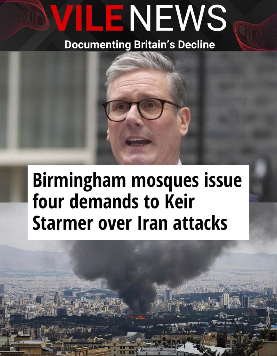 🚨Birmingham Mosques Issue Four Demands To Keir Starmer Over US Strikes on Iran

🥷Firmly oppose any UK military involvement in an Israeli-Iranian conflict, directly or through logistical or intelligence support.

🥷Uphold international law by condemning violations of diplomatic