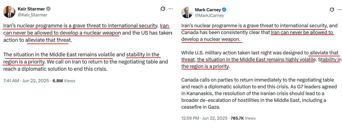 Same lines from Keir Starmer and Mark Carney