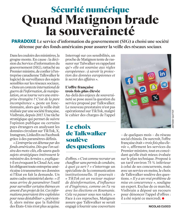 (In)sécurité numérique.

#JDD #Talkwalker #SurveillanceDeMasse