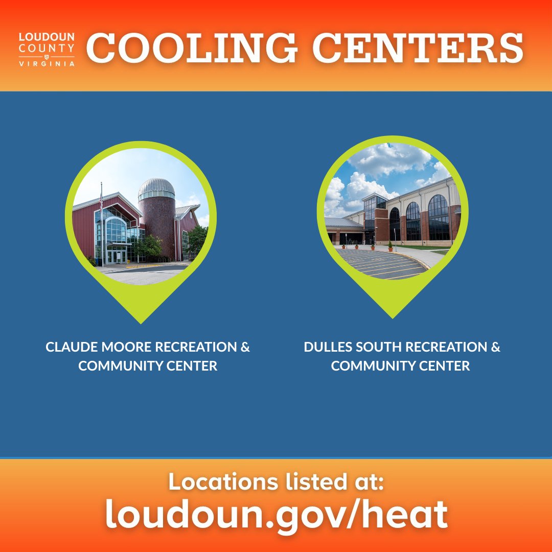 In response to the Heat Advisory in #Loudoun, Loudoun PRCS Recreation and Community Centers will serve as designated cooling centers on Sunday, June 22, 2025.
Details: bit.ly/3TygvVc
