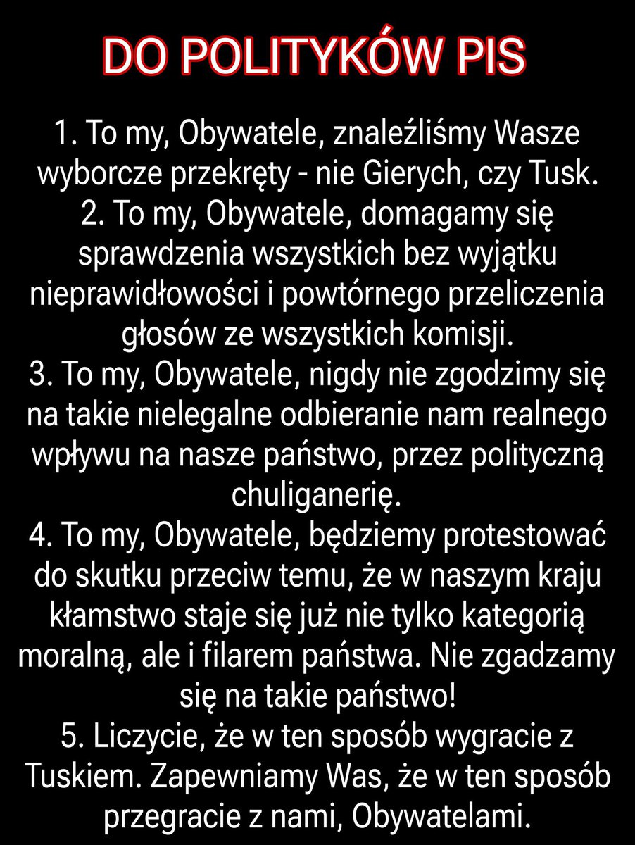 Jest list do Kaczyńskiego i jego polityków ⬇️⬇️⬇️⬇️⬇️