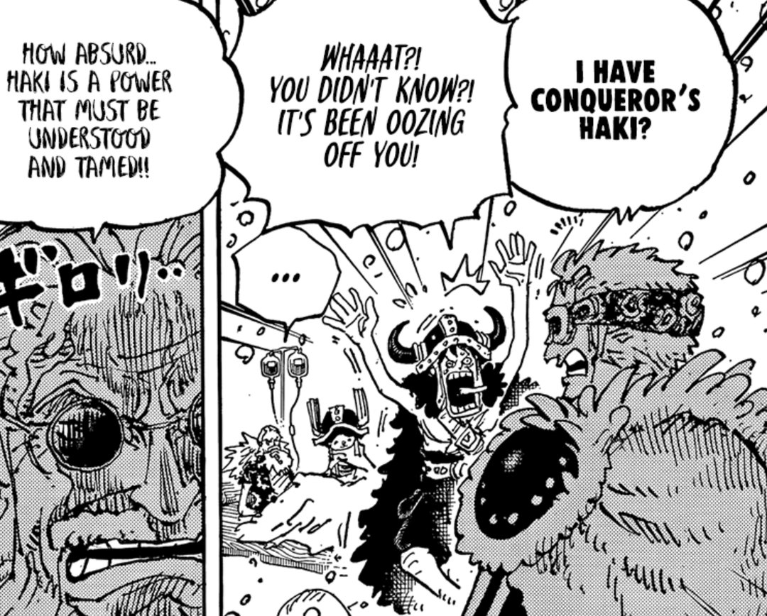 A_ARCH_Y's tweet photo. soooo zoro didn't know he had conq haki, honestly I doubt ussop knew he had unlocked observation haki😭 
Gyaban fina crash out fr especially since barley half the crew can use haki and quite frankly, Noone knows the proper fundamentals for it(kinda but u get it)😭 were cooked bro https://t.co/NObKV4g4pg