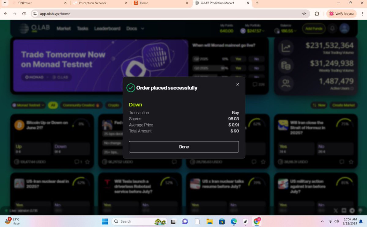 joshi_ayus18482's tweet image. I used to face some issues earlier while using app.olab.xyz, but now everything works perfectly.
Transactions are super fast &amp;amp; smooth — haven’t seen any errors so far. Great experience on @Monad_xyz ecosystem! 🚀
#Monad #CryptoTesting @monad_xyz