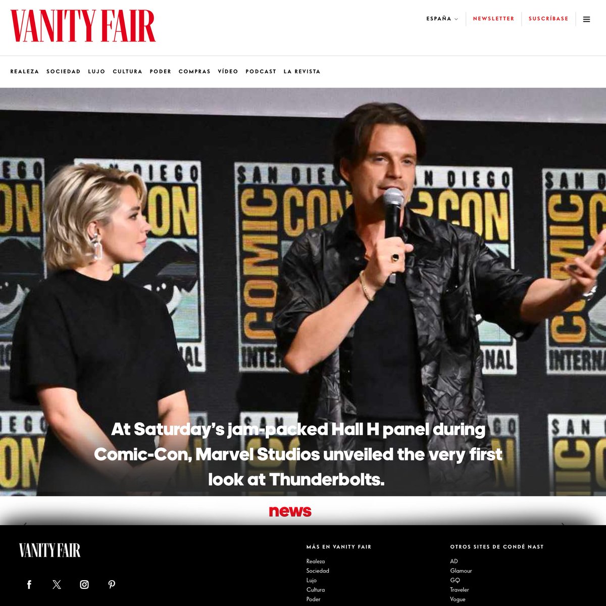® #VanityFairRP › Updates ›   
𝗡𝗲𝘄𝘀 𝗻𝗼𝘁𝗶𝗰𝗲𝘀: News notices »  
News posts › Post vía twitter

During its packed Hall H panel at Comic-Con on Saturday, Marvel Studios rolled out the first footage from Thunderbolts (<a href="/iThunderboltsRP/">Thunderbolts Movie ᴿᴾ (Parody account)</a>)
