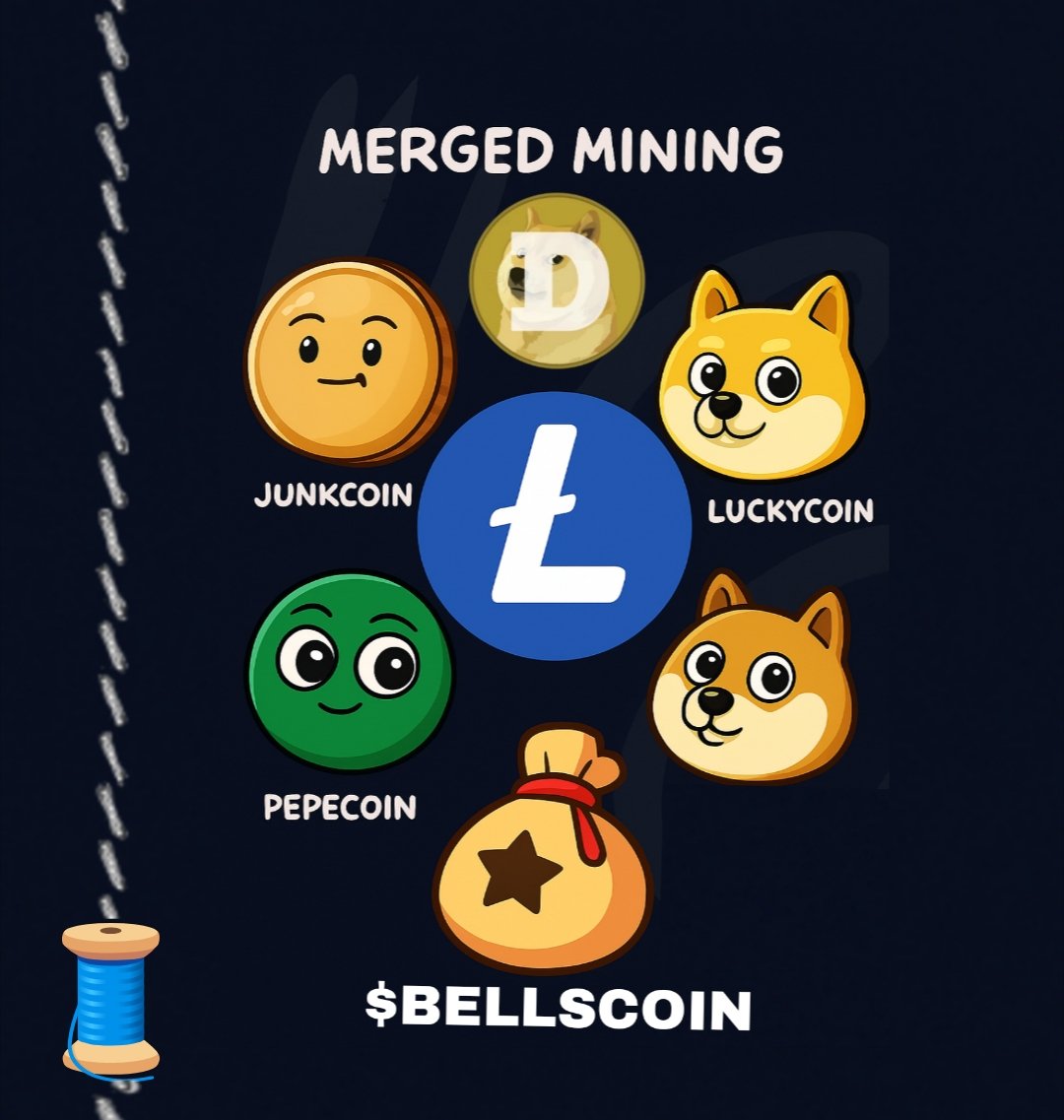 jocorama1's tweet image. 3/🧵
Most know that Litecoin and Dogecoin pioneered merged mining.

What’s lesser known is how newer projects like #PepeChain and #BELLS are now also being merge mined — using the same hashpower and security infrastructure.
👇