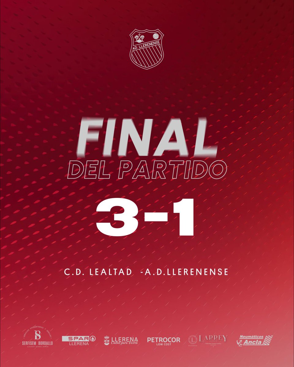 🔚 ¡𝙁𝙄𝙉𝘼𝙇 𝘿𝙀𝙇 𝙋𝘼𝙍𝙏𝙄𝘿𝙊! 

El camino terminó aquí. 
Estamos muy orgullosos de vosotros, equipo.

🤝🏼Enhorabuena al @cdlealtad por el ascenso.

#LealtadLlerenense | #Ascenso2ªRFEF