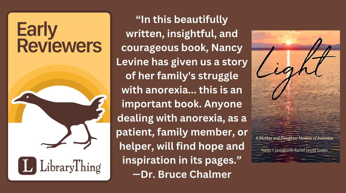 LibraryThing (@librarything) on Twitter photo "Up to one in ten will die from anorexia. But Nancy Levine and her daughter Rachel didn’t know this when the disease slowly—then all too quickly—took root."
Enter to win a copy of Nancy Y. Levine & Rachel Levine Spates' "Light" from <a href="/RootstockPub/">Rootstock Publishing📗</a> "Up to one in ten will die from anorexia. But Nancy Levine and her daughter Rachel didn’t know this when the disease slowly—then all too quickly—took root."
Enter to win a copy of Nancy Y. Levine & Rachel Levine Spates' "Light" from <a href="/RootstockPub/">Rootstock Publishing📗</a>