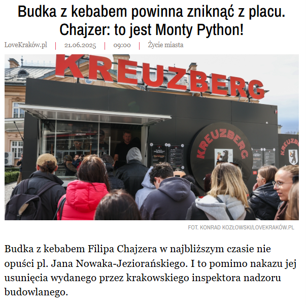 KrakowZPB's tweet photo. Typ jest niemożliwy. Postawił nielegalnie budę w centrum Krakowa, miasto się z nim patyczkuje od miesięcy, a ten porównuje sytuację do Monty Pythona
#chajzer #filipchajzer #kraków #chujzer https://t.co/GmBkYZALKq