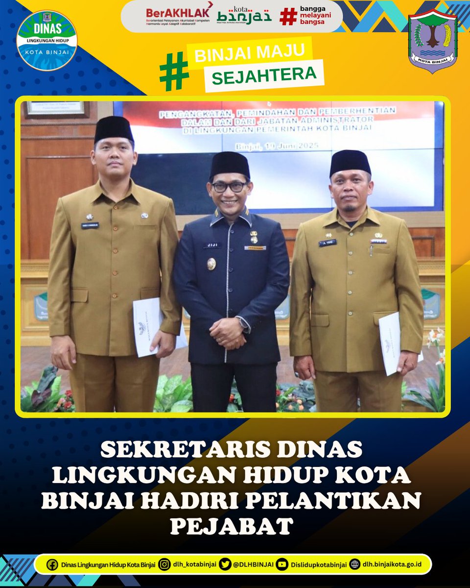 DLHBINJAI's tweet photo. Adapun pejabat yang dilantik pada kesempatan tersebut adalah Ahmad Yani, sebagai Kepala Bidang Pengelolaan Kualitas Lingkungan Pada DLH Kota Binjai dan Yanes Dustira Nainggolan sebagai Sekretaris pada BPBD Kota Binjai. https://t.co/Lvx4yh2OUq