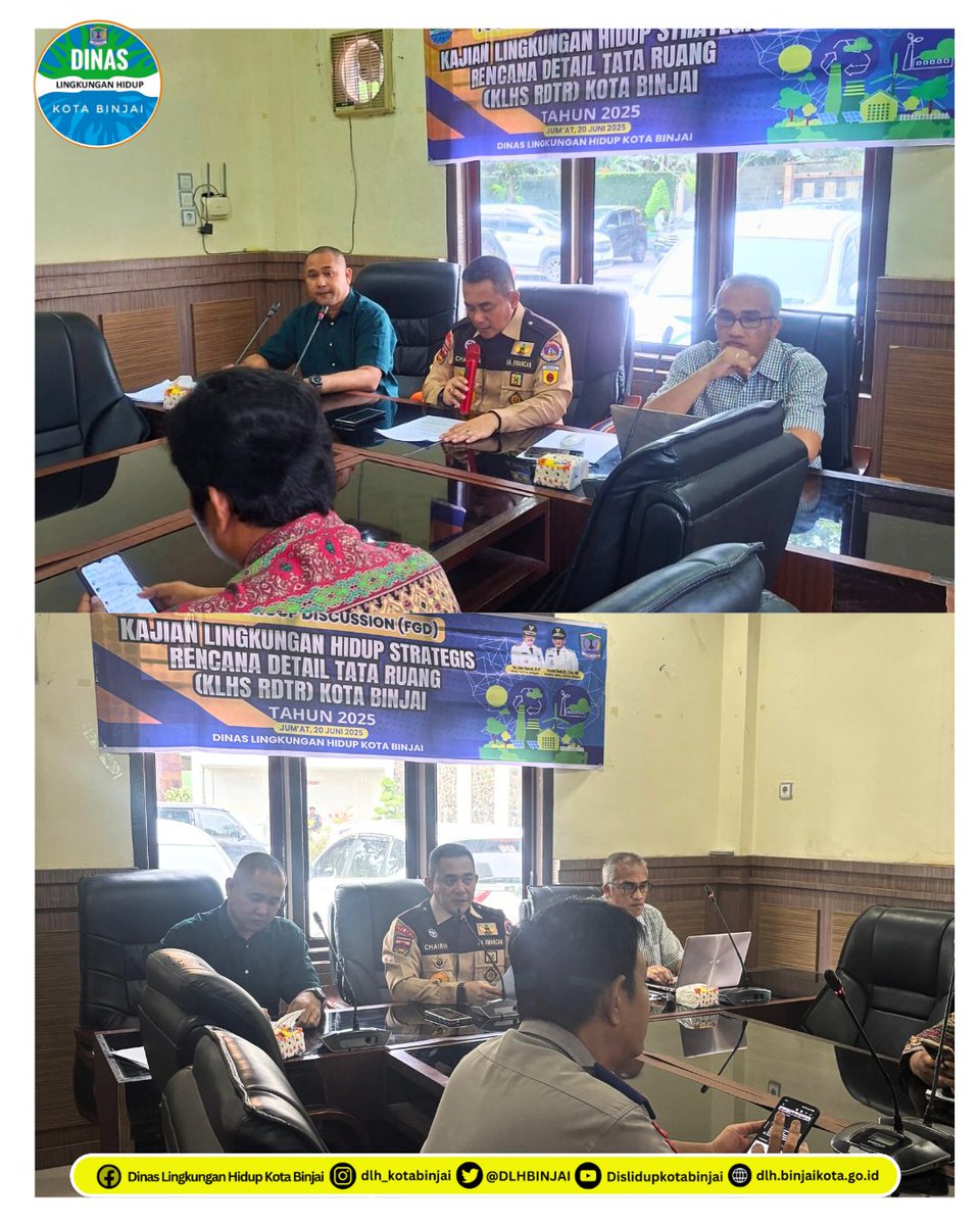 DLHBINJAI's tweet photo. Plt.Kepala Dinas Lingkungan Hidup (DLH) Kota Binjai, H.Chairin F. Simanjuntak, S.Sos, MM membuka Focus Group Discussion (FGD) Penyusunan Dokumen Kajian Lingkungan Hidup Strategis (KLHS) Rencana Detail Tata Ruang (RDTR) Kota Binjai tahun 2025, Jum'at (20/06/2025) https://t.co/XhTid7CBTv