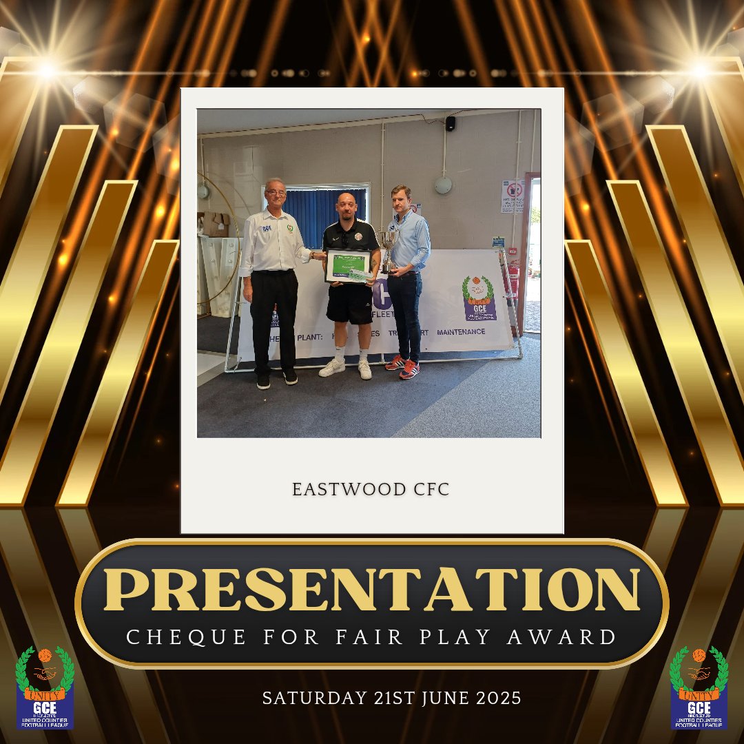 UCL (@utdcos) on Twitter photo ๐ AGM Awards 2024/25 ๐
Congratulations ๐ to <a href="/EastwoodCFCV2/">Eastwood CFC</a> who were presented the cheque for Fair Play Award ๐๐๐๐
League Chairman Alan Poulain and League Sponsor Dan Harris <a href="/GCEHireFleet/">GCE Hire Fleet Ltd</a> presented the Award ๐ AGM Awards 2024/25 ๐
Congratulations ๐ to <a href="/EastwoodCFCV2/">Eastwood CFC</a> who were presented the cheque for Fair Play Award ๐๐๐๐
League Chairman Alan Poulain and League Sponsor Dan Harris <a href="/GCEHireFleet/">GCE Hire Fleet Ltd</a> presented the Award
