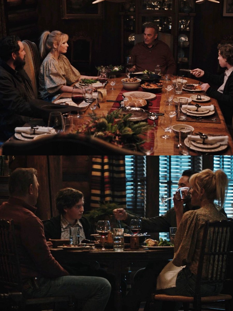 dncingphalanges's tweet image. Day 14: Favorite Family Moment 

When the most uncomfortable dinner ever turned into the best dinner ever, all bc they finally changed tables 🤍 #YellowstoneTV #BethRip