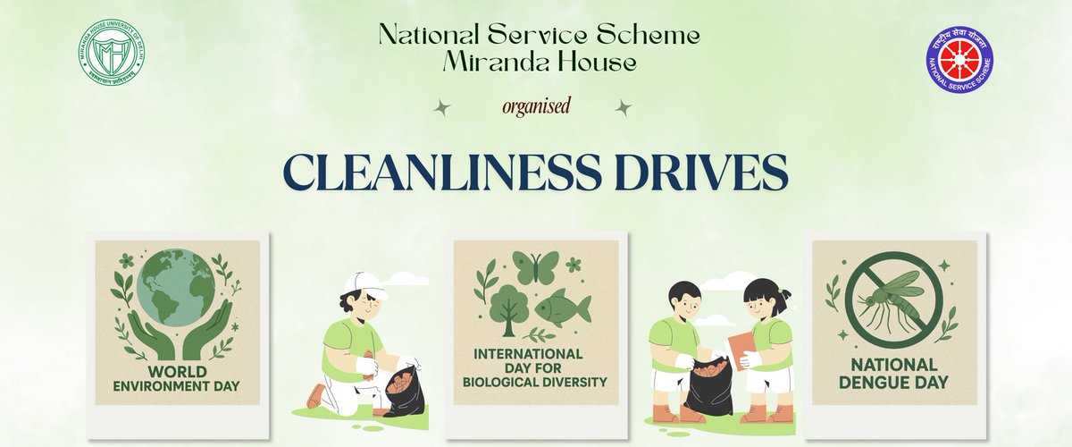 nss_miranda's tweet photo. NSS Miranda House observed National Dengue Day with awareness drive, led a cleanliness campaign on International Biological Diversity Day, and celebrated World Environment Day with Noble Citizen Foundation, SUEZ India &amp; MCG, reaffirming our duty to the planet. https://t.co/bmhM3qN1Rb