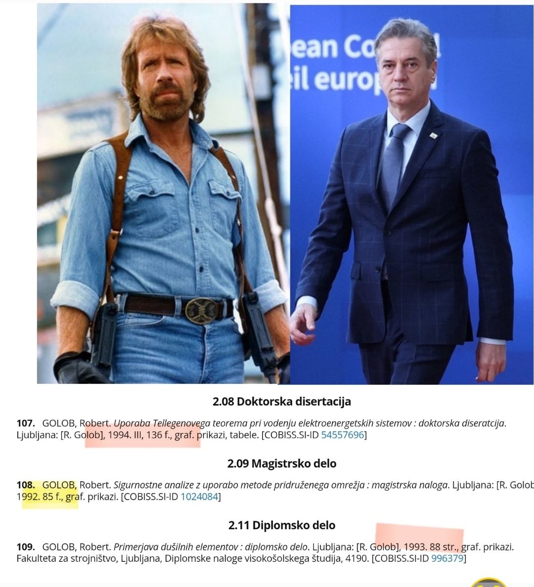 Današnja uganka: kaj imata skupnega Chuck Norris in Robert Golob?🤔 Oba sta magisterij napisala pred diplomsko! 🤗 Robert denimo magistriral 1992, diplomiral pa 1993! 💪