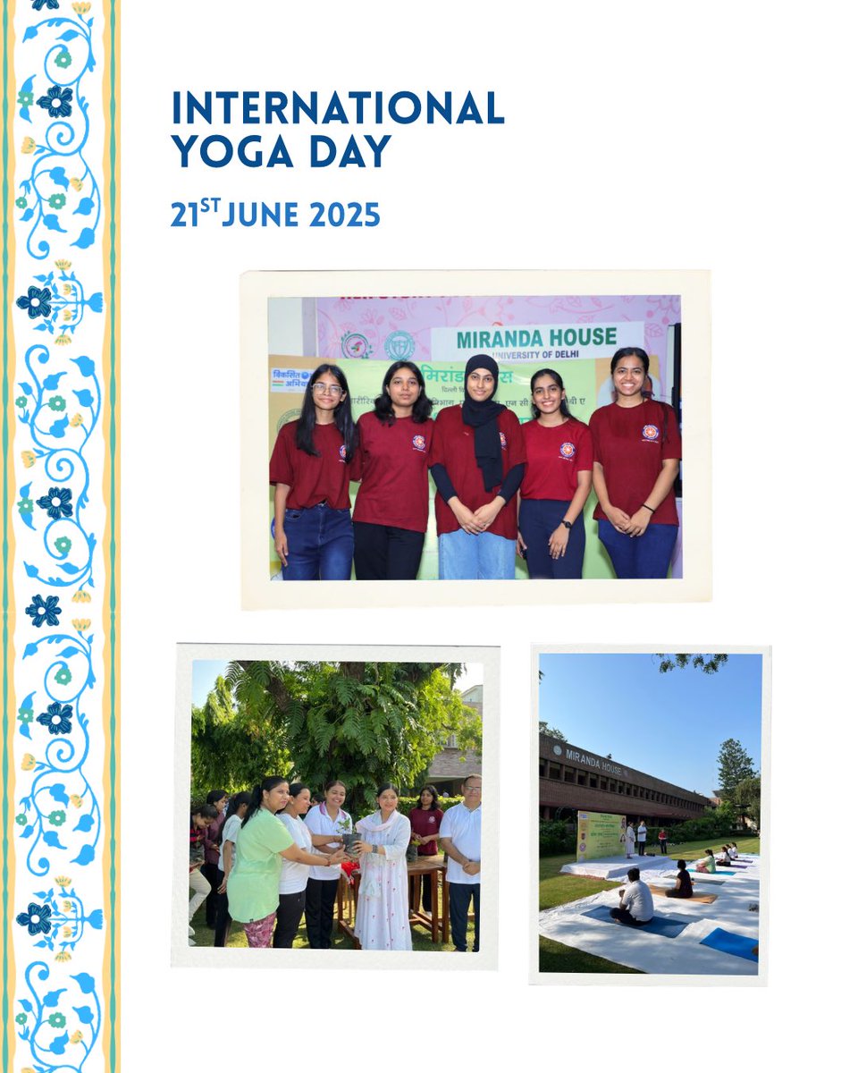 nss_miranda's tweet photo. On International Yoga Day 2025, NSS Miranda House embraced wellness through mindful movement, community engagement, and cultural celebration, joining hands with Yog Shakti Sansthan and the University of Delhi in honouring the spirit of yoga.
#InternationalYogaDay https://t.co/ks16oGONLK