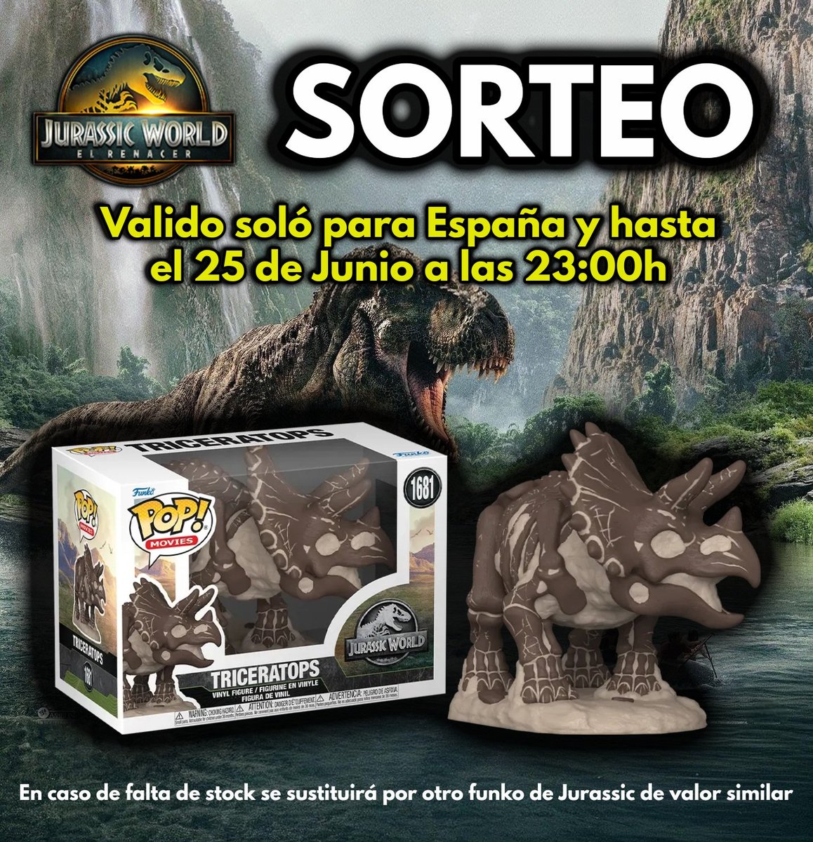 JurassicWorld_4's tweet photo. 🔴🦖  iSORTEO!  🦖🔴

Funko JP Fossil del Triceratops. Para conseguirlo:

- Sigue a @JurassicWorld_4 en "X".

- Sigue a Aragornn Park en Youtube: https://t.co/3uEeviKA2O

-  RT y etiquetar a 2 amigos.

#JurassicWorldElRenacer exclusivamente en cines el próximo 2 de Julio de 2025. https://t.co/s85IKrTaA9