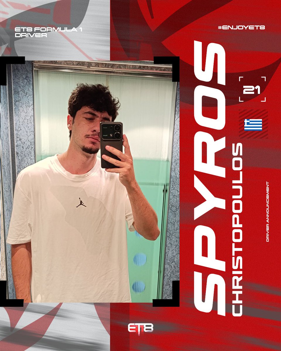 ET8 (@et8esports) on Twitter photo SIGNING ✍️🏻 | <a href="/SpyrosChr21/">Σπύρος Χριστόπουλος</a> joins ET8.
After a strong final stint in F124, Spyros is once again showing great pace on F125. We will help Spyros continue his rapid development and support him further in his progress.
Welcome to the team, Spyros! 🙌
#EnjoySpyros
#EnjoyET8 SIGNING ✍️🏻 | <a href="/SpyrosChr21/">Σπύρος Χριστόπουλος</a> joins ET8.
After a strong final stint in F124, Spyros is once again showing great pace on F125. We will help Spyros continue his rapid development and support him further in his progress.
Welcome to the team, Spyros! 🙌
#EnjoySpyros
#EnjoyET8