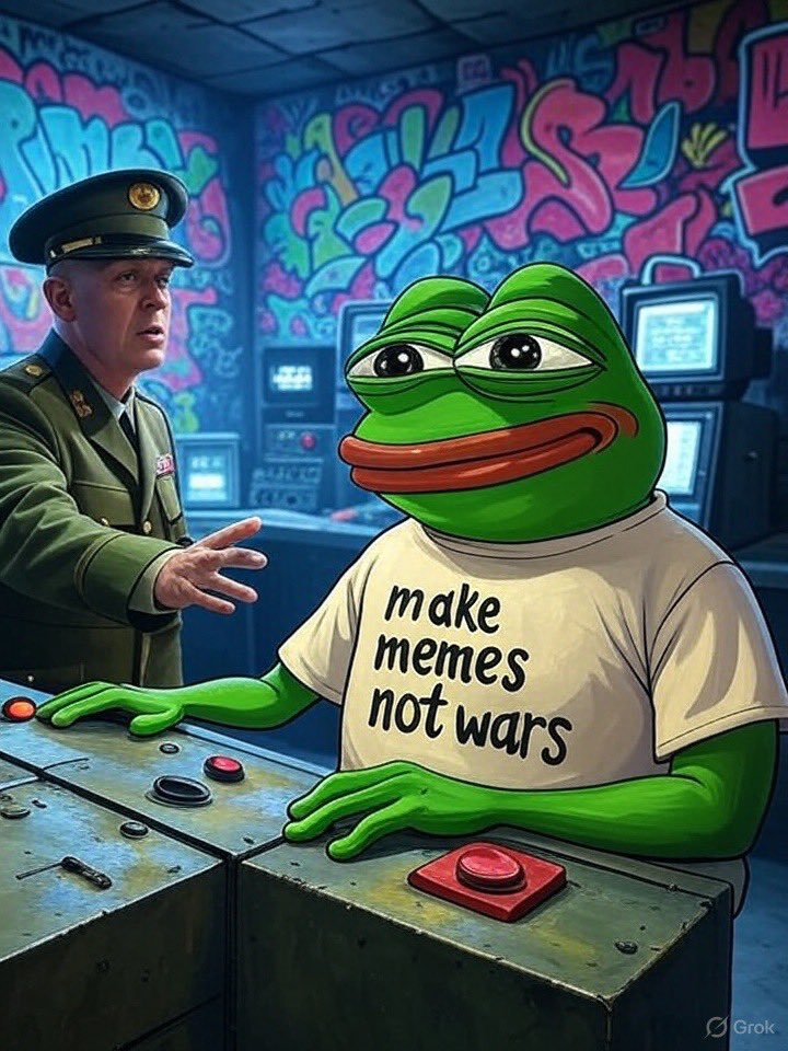 Diamhndz's tweet photo. Make memes, not war! $MMNW
#mmnw #grok #isrealiranconflict https://t.co/8Dgtwy9uqW