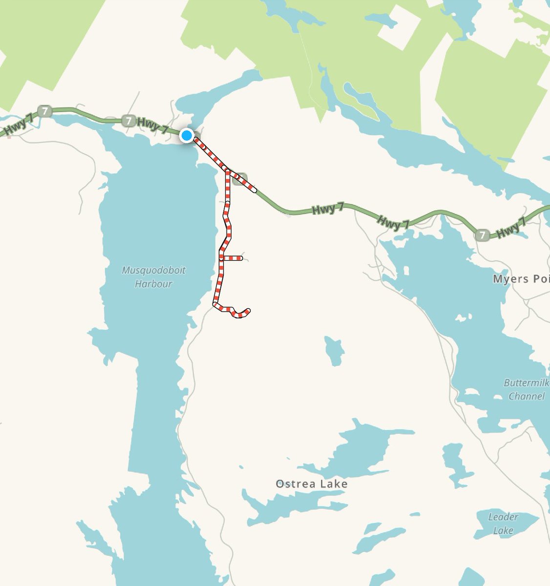 ⛔️ Traffic Advisory - Halifax County:

HWY 7 (Marine Dr) is closed due to a forest fire in the community of Ostrea Lake, between Pond Rd &amp; Striker Lane.

Ostrea Lake Rd is also closed in the area. Evacuations are underway. Follow emergency directions. Avoid area.

#hfxtraffic
