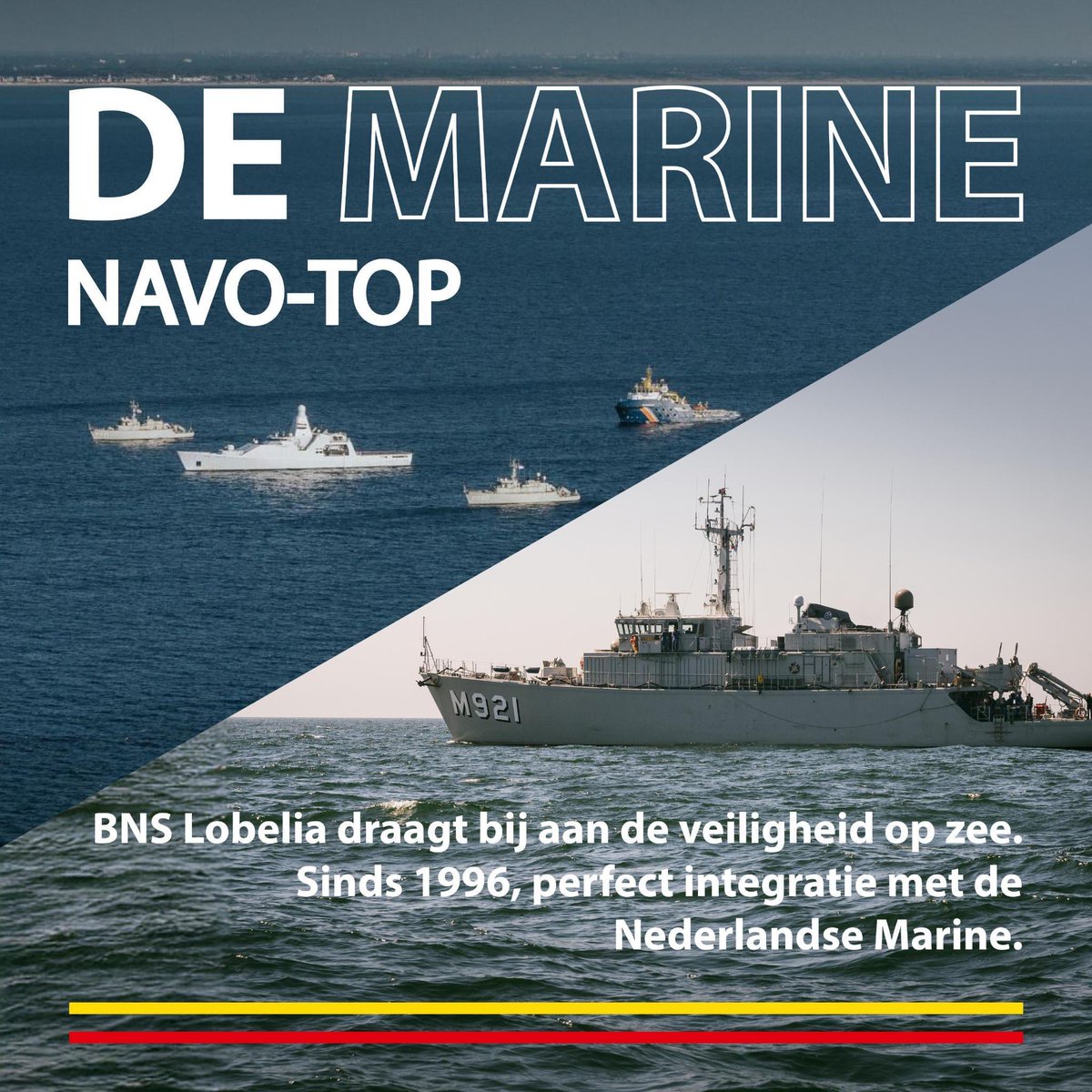 COM_BelgianNavy's tweet photo. Tijdens de NAVO-top in Den Haag zorgt onze mijnenjager mee voor de maritieme beveiliging. Een concreet voorbeeld van de nauwe operationele samenwerking tussen de 🇧🇪 en 🇳🇱Marine. https://t.co/f4lX0mvEHh