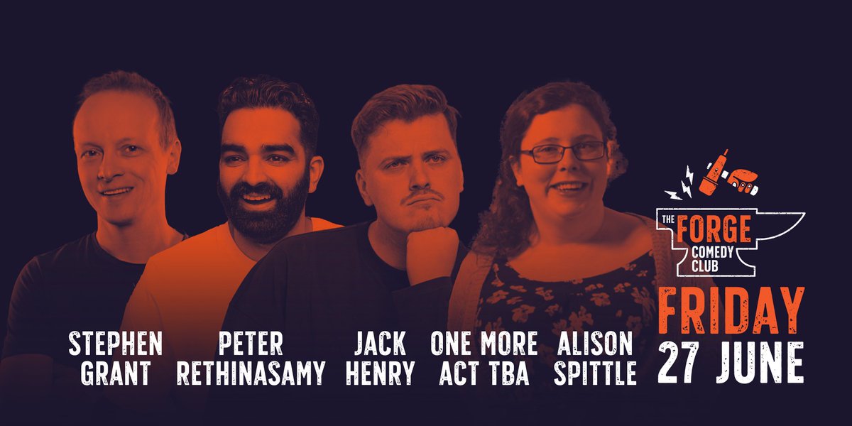 Forge Comedy Club (@forgecomedyclub) on Twitter photo THIS FRIDAY!
Pete Rethinasamy- <a href="/standuppete/">Peter Rethinasamy</a>
Jack Henry,
Alison Spittle- <a href="/AlisonSpittle/">Alison Spittle</a> and
one more act to be announced!
Headed up by your local legend MC, Stephen Grant <a href="/stephencgrant/">Stephen Grant</a>
Come and spend the end of the month with us!
<a href="/IronworksBTN/">Ironworks Studios Brighton</a> THIS FRIDAY!
Pete Rethinasamy- <a href="/standuppete/">Peter Rethinasamy</a>
Jack Henry,
Alison Spittle- <a href="/AlisonSpittle/">Alison Spittle</a> and
one more act to be announced!
Headed up by your local legend MC, Stephen Grant <a href="/stephencgrant/">Stephen Grant</a>
Come and spend the end of the month with us!
<a href="/IronworksBTN/">Ironworks Studios Brighton</a>