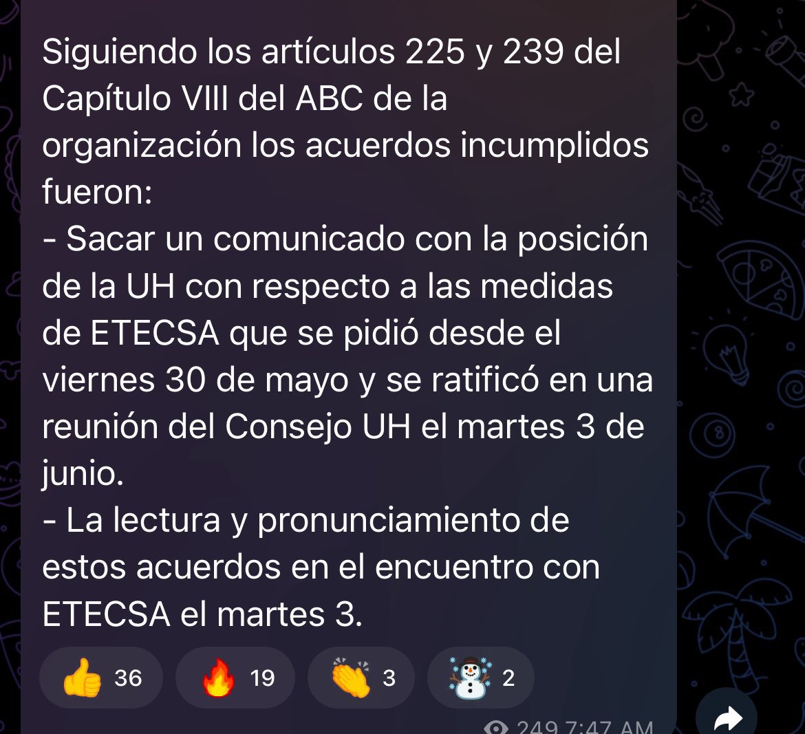 ⚠️⚠️Cinco Facultdes de la Universidad de La Habana solicitan la separación del cargo del Presidente de la FEU de toda la UH por abuso de autoridad y violación de acuerdos adoptados por los propios estudiantes.

Movimiento histórico al interior de la enseñanza superior en #Cuba.
