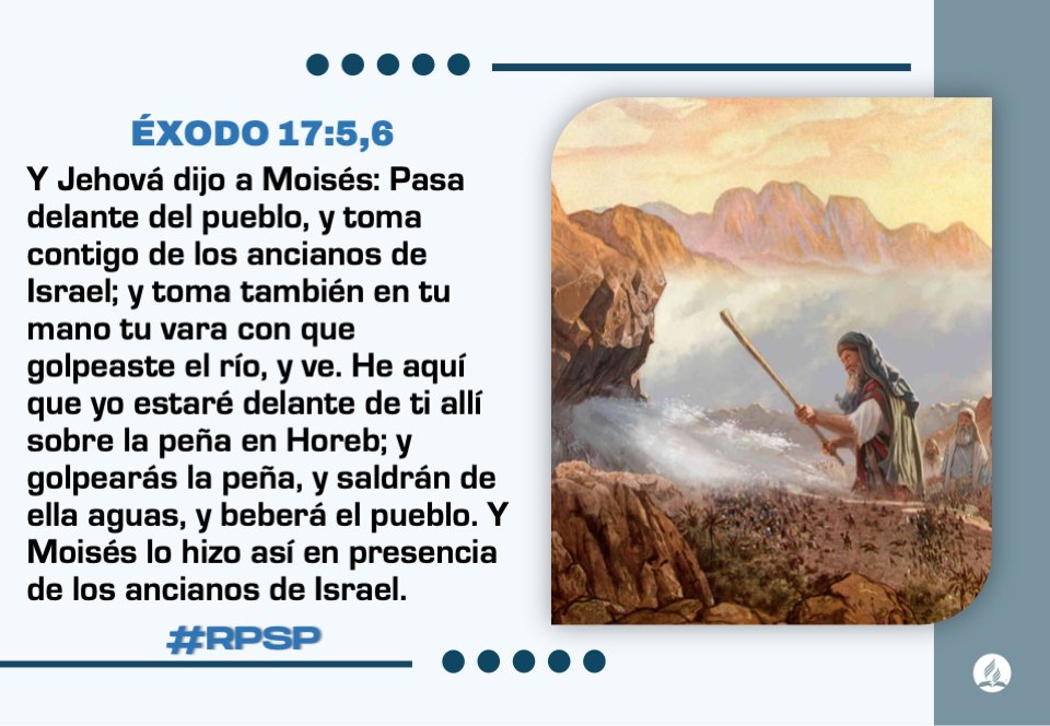 #RPSP Éxodo 17
Israel provocó a Dios con su falta de fe pero aun así Él mostró misericordia haciendo brotar agua de la roca cuando Moisés la golpeó con su vara confirmando que era su representante. Aunque dudemos Dios sigue proveyendo. Confiemos más, cuestionemos menos.