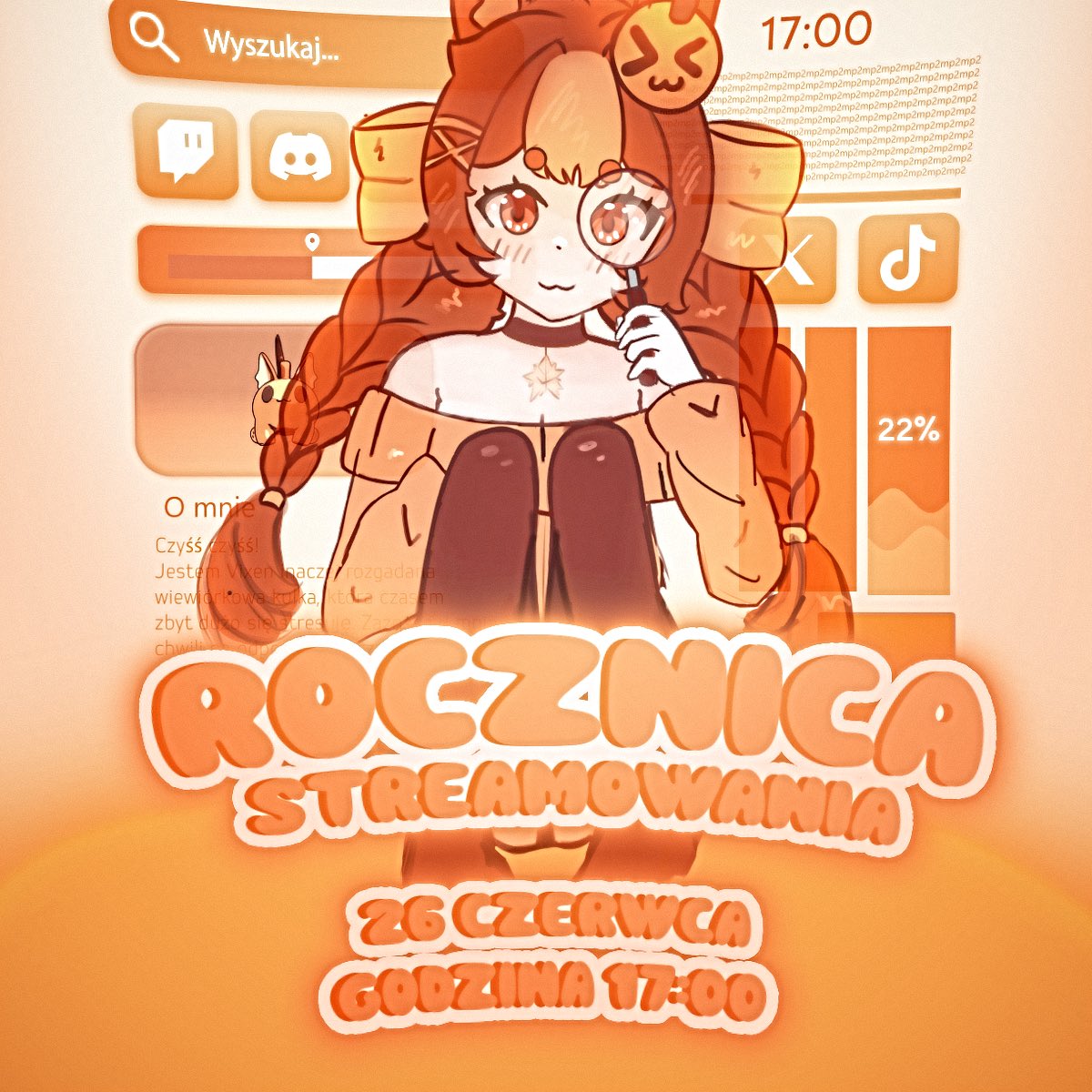 vixen_mp2's tweet photo. ⋆｡°✩ Za kilka dni mija równo rok od rozpoczęcia mojej przygody jako VTUBERKA… !~ 🍁🎂

── Z tej okazji chcę Was zaprosić na EVENT który odbędzie się 26 Czerwca o godzinie 17:00! ⟡ 

Cały event to dla mnie niespodzianka bo moja kochana moderacja to wszystko zorganizowała 🧡 https://t.co/2EtMLQ3zUg