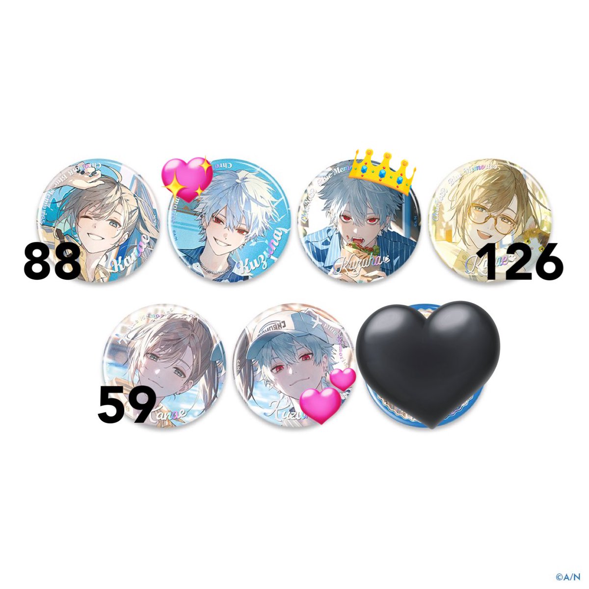 riiiim330's tweet photo. 【交換】ChroNoiR Blue Memoriesオーロラ缶バッジ 

求 画像︎💕︎👑💖

譲 画像数字のもの(数字はお譲りできる数)

💗は👑︎💕︎を含めたお取引優先
お気軽にリプ又はDMよろしくお願い致します。 https://t.co/gOWqbsCabP