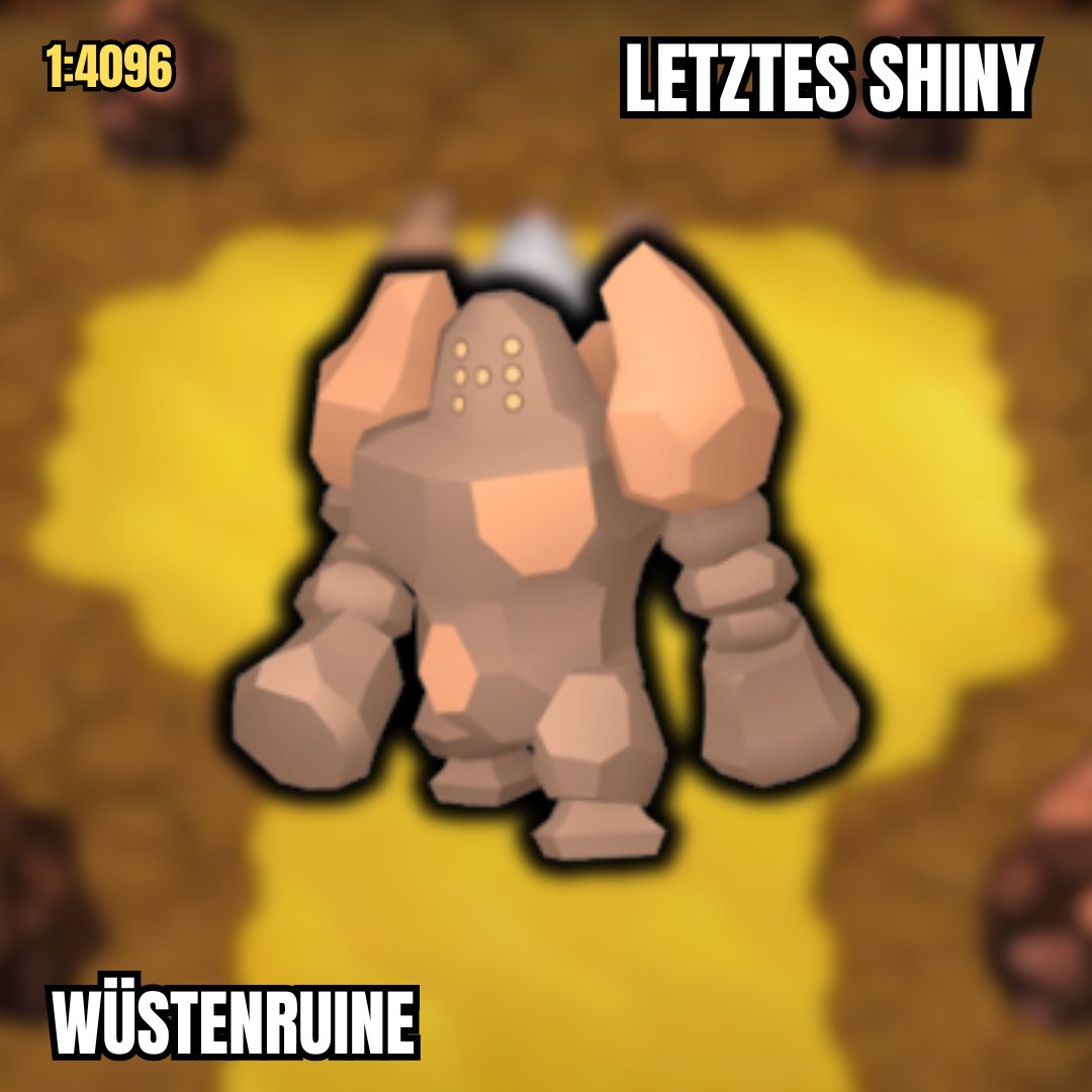 LETZTES SHINY TIPPSPIEL in dem Pokemon Alpha Saphir Shiny Only Run (vor jedem Orden ein Shiny)

Das 8. und somit letzte Shiny wird REGIROCK in der Wüstenruine!

Die Shiny Chance beträgt 1:4096 - KOMMENTIERE!