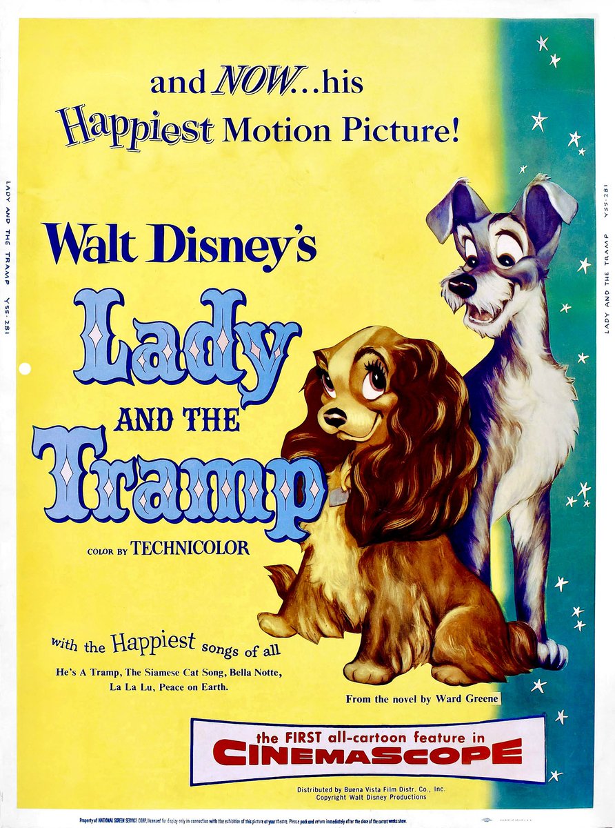 🎬Disney’s ‘Lady and the Tramp’ opened in theaters 70 years ago, June 22, 1955