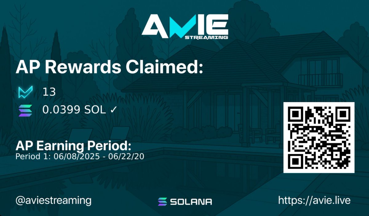 Rayen_Harhouri's tweet photo. 🎉 Just claimed my AVIE reward! 💰

big shoutout to  @AVIEStreaming! 🚀

Keep Building @LiveStreamCoin we $BELIVE

#AVIE #LiveStreamCoin #Rewards #Web3 #Streaming #EarnTokens https://t.co/xCEbItKRfm