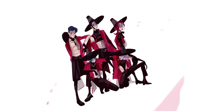 Early concepts + character designs for the Saja Idol performance we didn't have the choreo at the time, but red and black was talked about a lot as a color palette! #KPOPDEMONHUNTERS #sajaboys