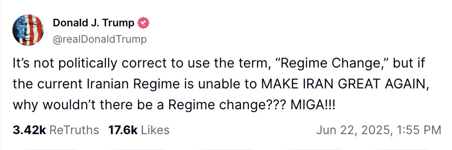 Brian Tyler Cohen (@briantylercohen) on Twitter photo Fourteen minutes after <a href="/TomiLahren/">Tomi Lahren</a> sent this tweet, Trump called for regime change in Iran. Congrats on aligning yourself with George W. Bush 2.0. You're even doing "mission accomplished" by declaring "quick and decisive victory." Fourteen minutes after <a href="/TomiLahren/">Tomi Lahren</a> sent this tweet, Trump called for regime change in Iran. Congrats on aligning yourself with George W. Bush 2.0. You're even doing "mission accomplished" by declaring "quick and decisive victory."