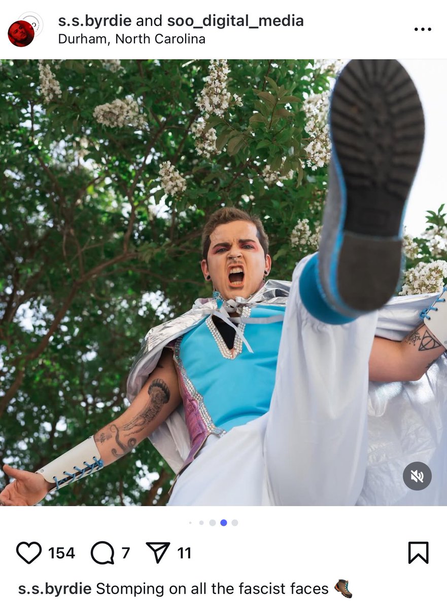The North Carolina Democratic Party held a drag show today at their HQ. One of the drag queens they hired shared this bizarre post about “stomping on fascist faces.”

This is what Democrats in North Carolina are focusing on and promoting.