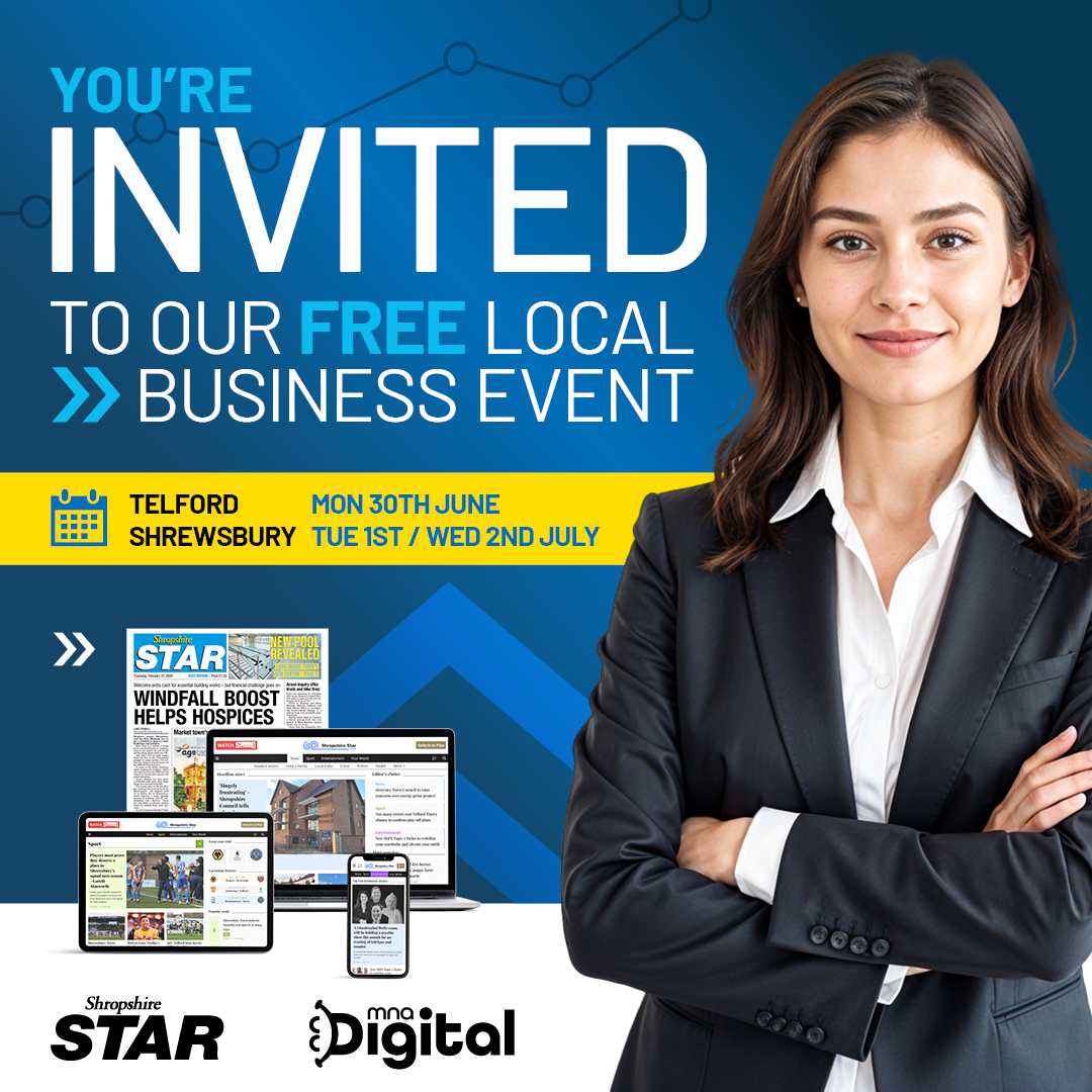 Shropshire Star (@shropshirestar) on Twitter photo 🔊 Join hundreds of local business owners at our FREE 40-minute sessions, designed to give you proven strategies to attract more customers and grow your business in today’s competitive digital world.
🎟️ Book now!
📞Clare Weaver 07852 962815 clare.weaver@shropshirestar.co.uk. 🔊 Join hundreds of local business owners at our FREE 40-minute sessions, designed to give you proven strategies to attract more customers and grow your business in today’s competitive digital world.
🎟️ Book now!
📞Clare Weaver 07852 962815 clare.weaver@shropshirestar.co.uk.