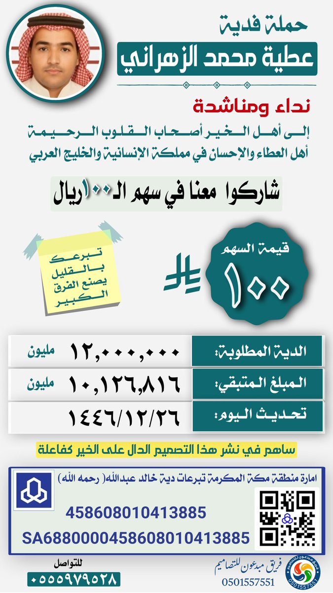 طريقه التبرع الدولي من خارج السعوديه
الاسم الاول : khaled
اسم العائله :Alzhrani
الاسم المستعار/ اللقب:Makkah
 رقم الايبان
SA6880000458608010413885
رقم الـ SWIFT: اهو RJHISARI
اسم البنك : Al Rajhi Bank 
الفرع : Makkah
 عنوان البنك : Saudi