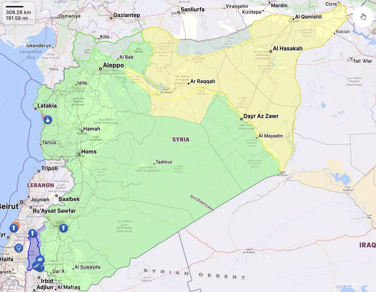 📍Şam Hükümeti, İsrail'e boyun eğdi: Golan Tepeleri, Suriye haritasından çıkarıldı!

Suriye Ekonomi ve Sanayi Bakanlığı, Golan Tepeleri'nin Suriye haritasından çıkarıldığı bir görsel yayınladı. 

t.me/Rojava_Gundemi