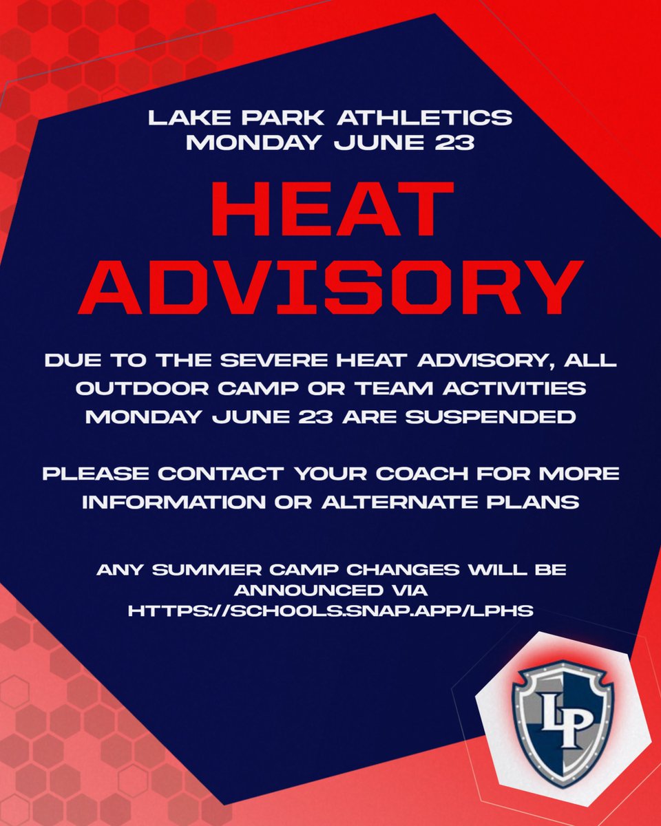 Lake Park Athletics (@lpathleticdept) on Twitter photo Please note update for Monday. Stay safe Lancers #WeAreLakePark Please note update for Monday. Stay safe Lancers #WeAreLakePark