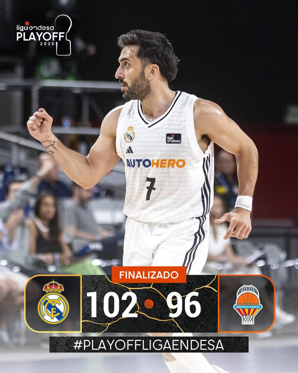 juanfranradio's tweet image. Tras una prórroga, el Real Madrid se impone al Valencia Basket en el Movistar Arena y coloca el 2-0 a su favor en la final del #PlayoffLigaEndesa.

1⃣0⃣2⃣ Real Madrid Basket
9⃣6⃣ Valencia Basket Club

ACB #ConectaConTuPasión