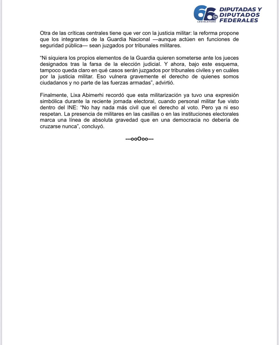 #Boletín

La reforma a la Guardia Nacional pretende vestir de uniforme castrense a una institución que, por mandato constitucional, debe ser civil.

Está en juego el modelo de país y la seguridad.