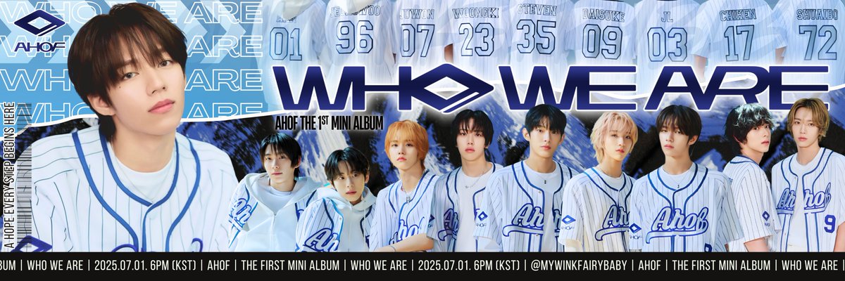 MyWinkFairyBaby's tweet photo. FREE X HEADERS🔥AHOF Concept Photo 2
I made one version for each member, yours to grab and use if you like it! #anneyongXheaders

⚾️JL #JL #제이엘 

AHOF The 1st Mini Album [WHO WE ARE] 
➫ 2025.07.01. 6PM (KST)

WHO WE ARE CONCEPT PHOTO TWO
#AHOF_ConceptPhotoTwo  
#아홉_컨셉포토투  
#WHOWEARE #AHOF 
@AHOF_official