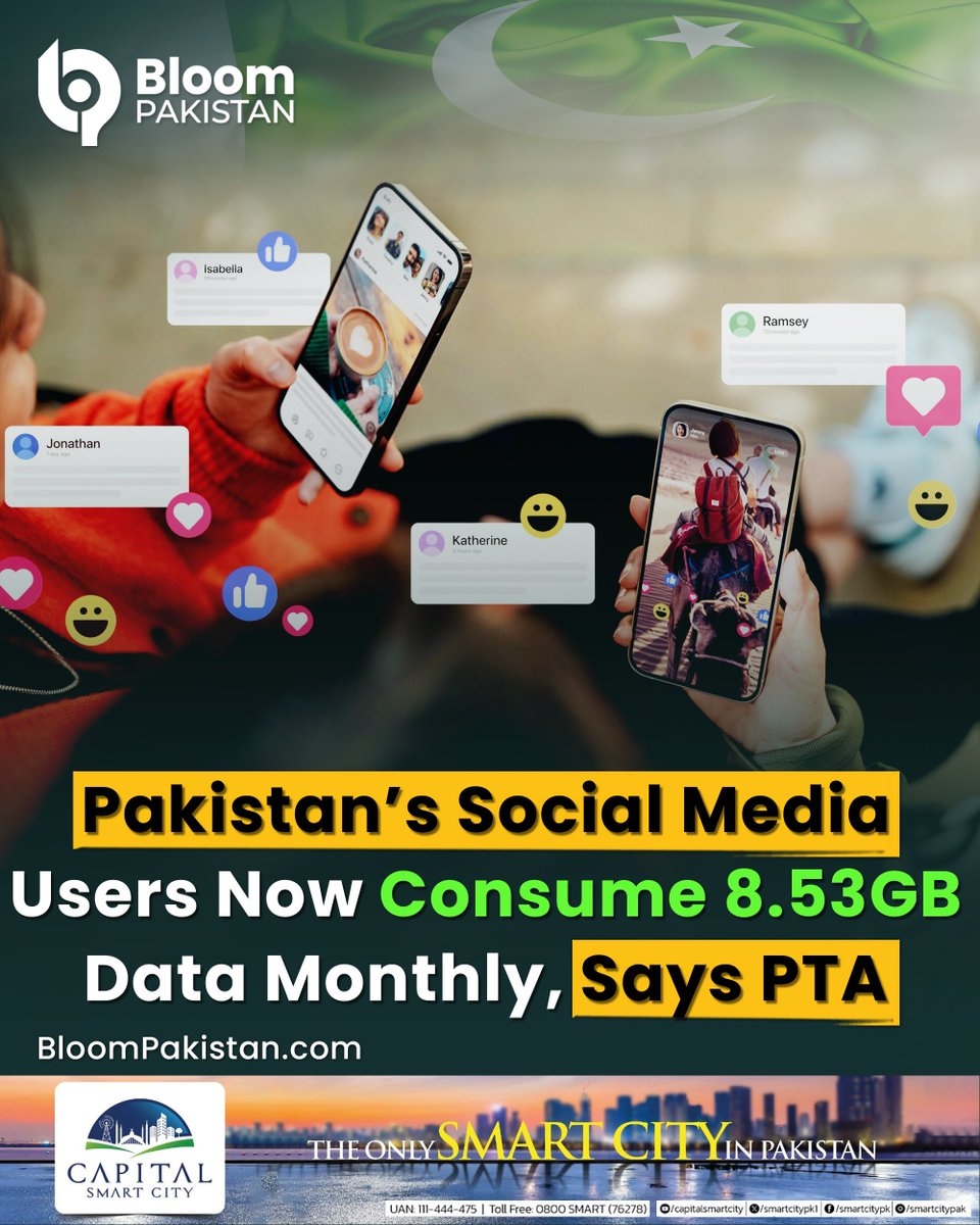 bloom_pakistan's tweet image. Pakistan’s Social Media Usage Hits 8.53GB Monthly

Read More:
bloompakistan.com/pakistans-soci…

#BloomPakistan @Meta  @instagram  @YouTube @X  #PakistanSocialMedia #InternetUsage #DigitalPakistan #SocialMediaStats #OnlineTrends #Pakistan2025 #DataUsage