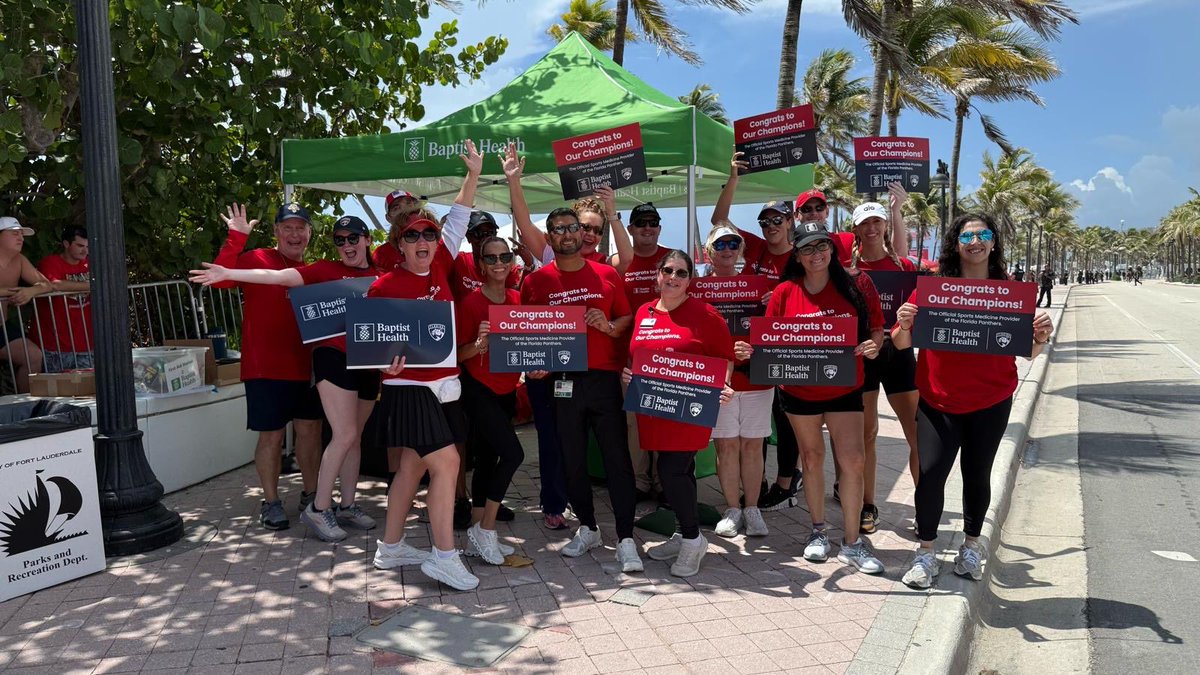 BaptistHealthSF's tweet photo. From the parade route to the championship stageβwhat a moment with the @FlaPanthers. πβ¨Proud to be on this ride as their official sports medicine provider. π
#PanthersParade https://t.co/On7ihhC2w9