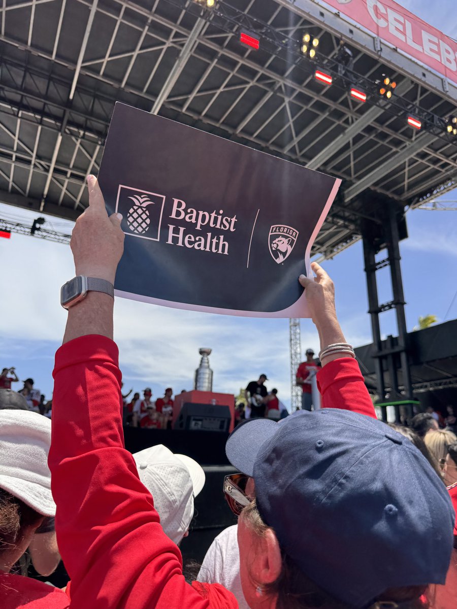 BaptistHealthSF's tweet photo. From the parade route to the championship stageβwhat a moment with the @FlaPanthers. πβ¨Proud to be on this ride as their official sports medicine provider. π
#PanthersParade https://t.co/On7ihhC2w9