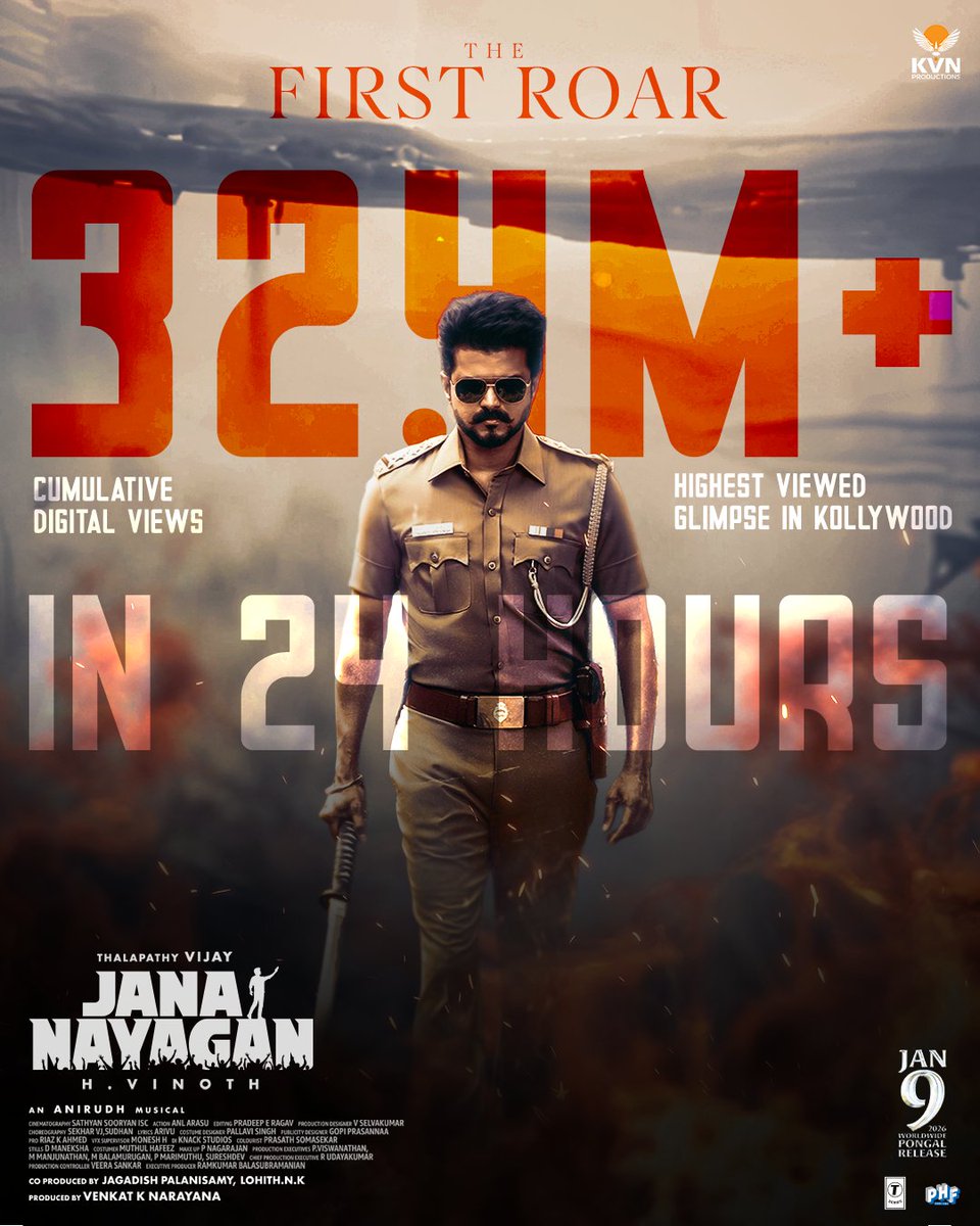 TheRoute (@theroute) on Twitter photo 32.4M+ cumulative digital views in 24 hours 🔥
Highest viewed glimpse in Kollywood in 24 hours 💥
#HBDThalapathyVijay
#JanaNayaganTheFirstRoar ▶️ youtu.be/MKUDHKf_pkg
#JanaNayagan
#Thalapathy <a href="/actorvijay/">Vijay</a> sir #HVinoth <a href="/KvnProductions/">KVN Productions</a> <a href="/hegdepooja/">Pooja Hegde</a> <a href="/anirudhofficial/">Anirudh Ravichander</a> <a href="/thedeol/">Bobby Deol</a> 32.4M+ cumulative digital views in 24 hours 🔥
Highest viewed glimpse in Kollywood in 24 hours 💥
#HBDThalapathyVijay
#JanaNayaganTheFirstRoar ▶️ youtu.be/MKUDHKf_pkg
#JanaNayagan
#Thalapathy <a href="/actorvijay/">Vijay</a> sir #HVinoth <a href="/KvnProductions/">KVN Productions</a> <a href="/hegdepooja/">Pooja Hegde</a> <a href="/anirudhofficial/">Anirudh Ravichander</a> <a href="/thedeol/">Bobby Deol</a>